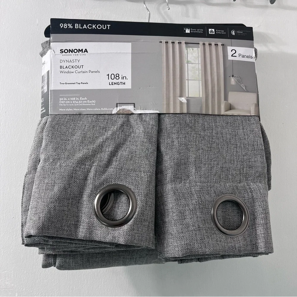 Sonoma goods for life Blackout Window Curtain Panel 50 x 108 Dynasty Grey 2 Pack